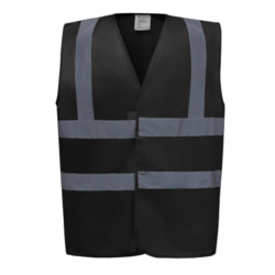 53 - GILET HV NOIR SGM* - FLOCAGE C�UR ET DOS "DIRECTION SURETE MIN"