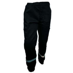 55 - PANTALON KERMEL VISCOSE (SAP*) NOIR - NOIR AVEC BANDE R&Eacute;TRO + BRODERIE LOGO
