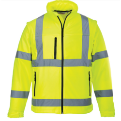 BLOUSON HIVIS SOFTSHELL (3 COUCHES) JAUNE BRODERIE COEUR LOGO COULEURS ET SOUS NUQUE LOGO ESV 1 COULEUR  + FCC