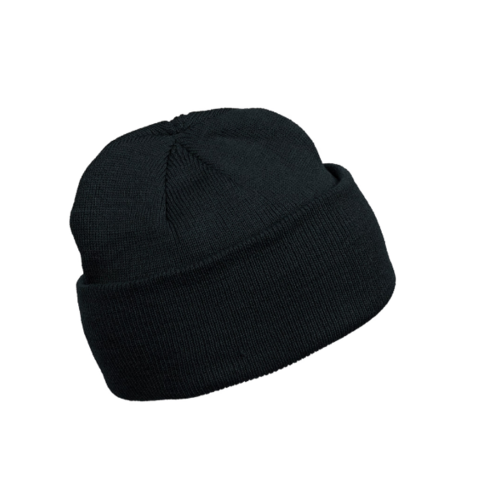 BONNET NOIR KP031 AVEC BRODERIE FRONTALE EN VERT