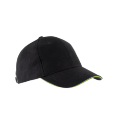 ORLANDO - CASQUETTE 6  BLACK / LIME + BRODERIE FRONTALE VERT "ESV"