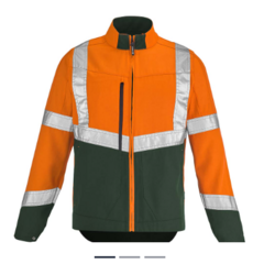 BLOUSON PI ORANGE FLUO / VERT FONCE + BRODERIE COEUR LOGO ET SOUS NUQUE LETTRAGE ESV 1 COULEUR + LOGO FCC