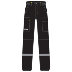 55 - PANTALON KERMEL VISCOSE (SAP*) NOIR - NOIR AVEC BANDE R&Eacute;TRO + BRODERIE LOGO - 1