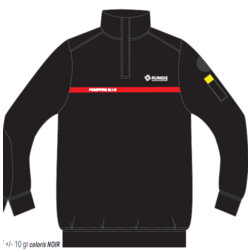 30 - SWEATSHIRT ZIPPE NOIR ET BANDE ROUGE POITRINE SAP - 4