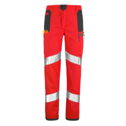 PANTALON IRIS ROUGE FLUO / GRIS FONCE + BRODERIE LOGO ESD LETTRAGE SUR RABAT  + LOGO FCC