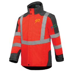 PARKA KITA HERA ROUGE/GRIS + BRODERIE COEUR LOGO ESD  + LOGO FCC SUR LA MANCHE COTE COEUR