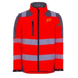 BLOUSON ARTEMIS KITA ROUGE/GRIS + BRODERIE COEUR LOGO ESD  + LOGO FCC SUR LA MANCHE COTE COEUR