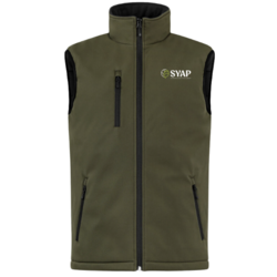 BODYWARMER SOFTSHELL VERT + BRODERIE COEUR ET DOS