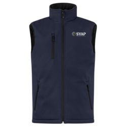 BODYWARMER SOFTSHELL BLEU FONCE + BRODERIE COEUR ET DOS