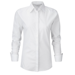 CHEMISE FEMME STRECH MANCHES LONGUES BLANC + BRODERIE C�UR CEMAFROID